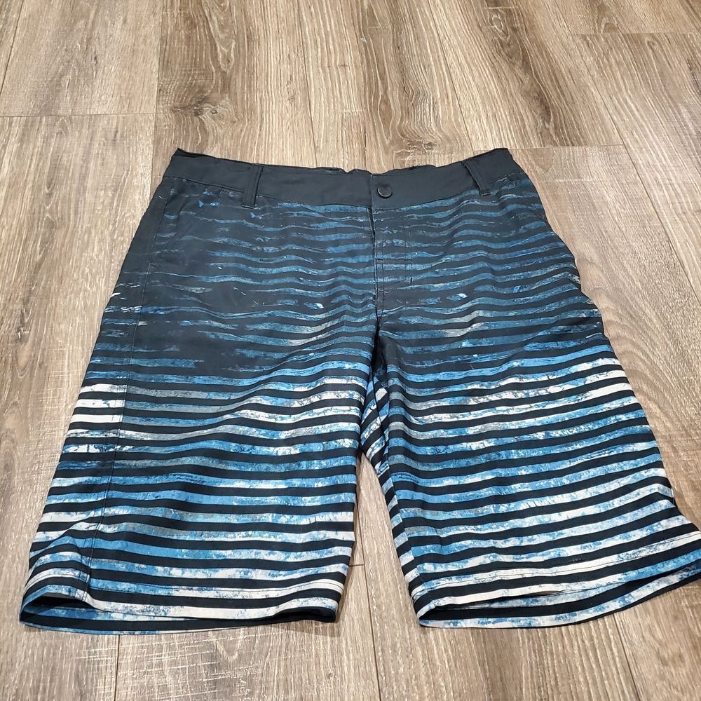 Boys Art Class Shorts Size 18 Black and Blue Striped Board Shorts